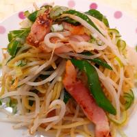 🔷厚切りベーコン&細もやしで自家製塩🍋レモン焼そば🔷