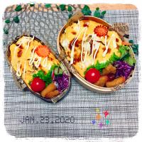 1/23 ☺︎☺︎ 肉盛オムそば弁当✩.*˚