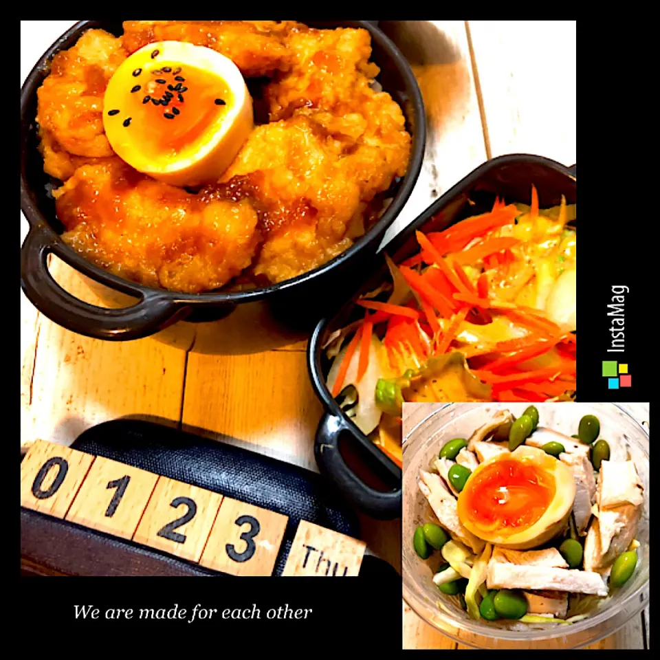 Snapdishの料理写真:鶏天弁当とサラダ弁当☆#高校男子弁当#中学男子弁当|yu-co☆さん