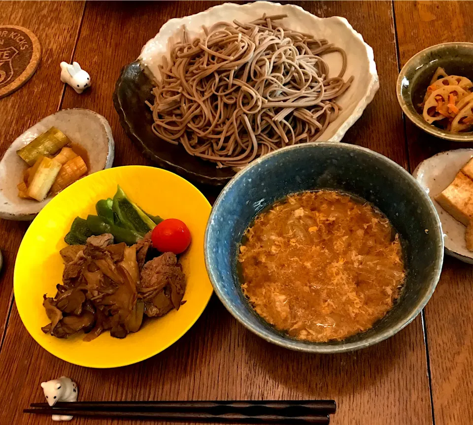 晩ごはん #つけ麺  #牛肩ロース ソテー|小松菜さん