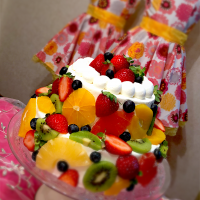 自作衣装とコラボシリーズNo.3✨フルーツ断面ケーキ♪( ´▽｀)2段重ねにしてみたよ〜♪(´ε｀ )