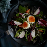 半熟卵と蕪のサラダ