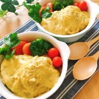 ID: 385244                                                      #カレー豆乳クリーム煮込みおからバーグ 💕