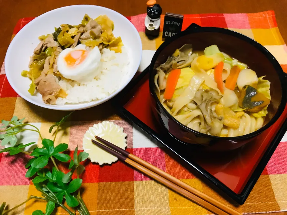 「ほうとう」と「回鍋肉丼」|バシュランさん