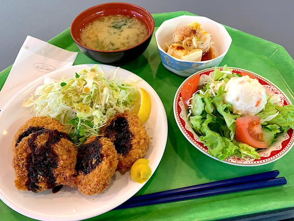 一口ヒレカツ、冷奴、ポテトサラダ、味噌汁|Tadahiko Watanabeさん