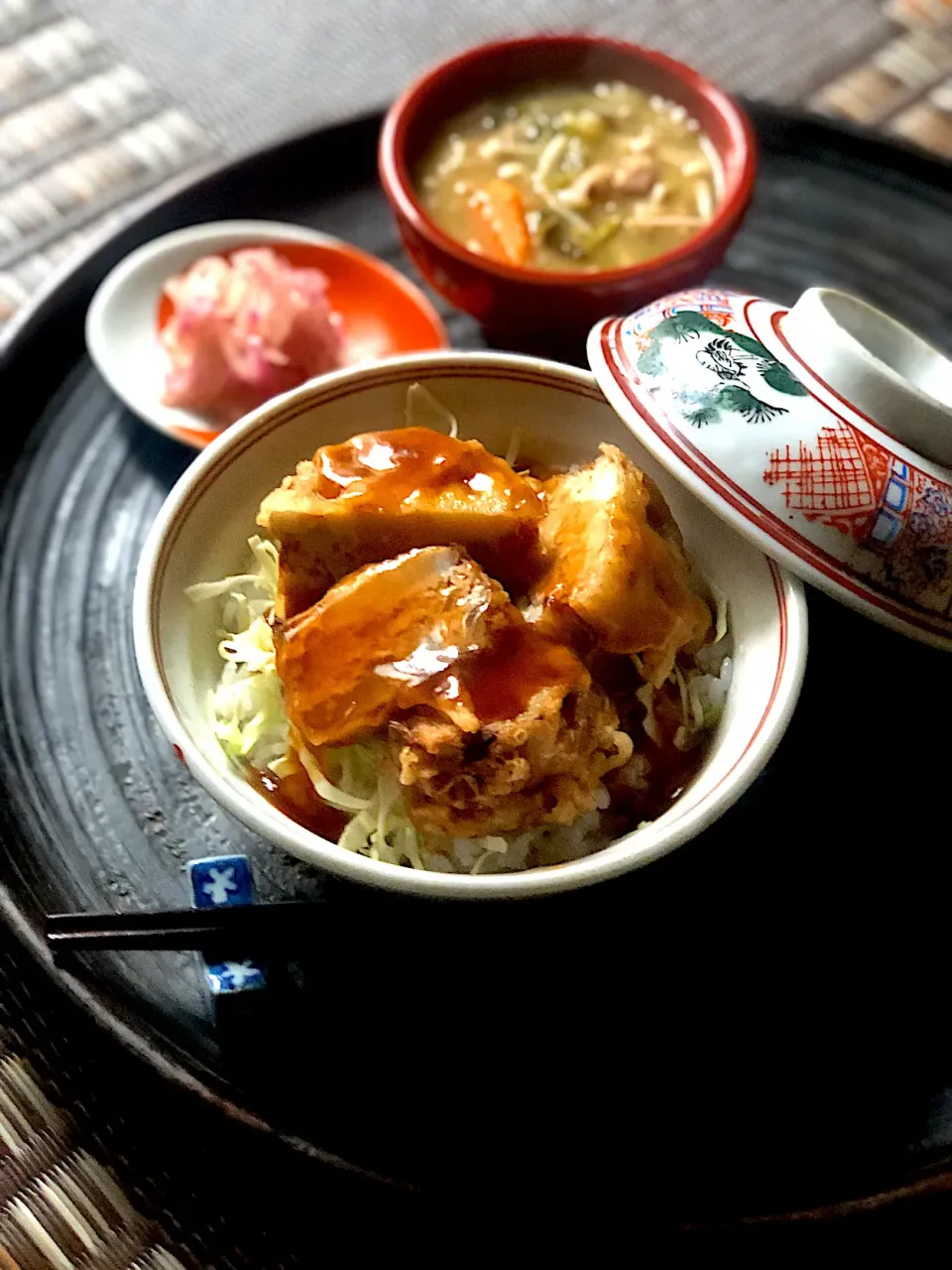 蓮根肉詰め香酢餡掛け丼♪|ちーちさん