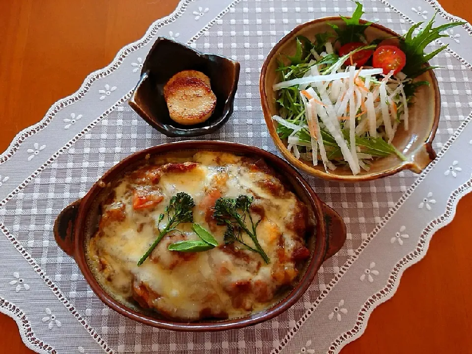 ☆カレードリア
☆大根と水菜のシャキシャキサラダ
☆長芋のバター醤油焼き|chikakoさん