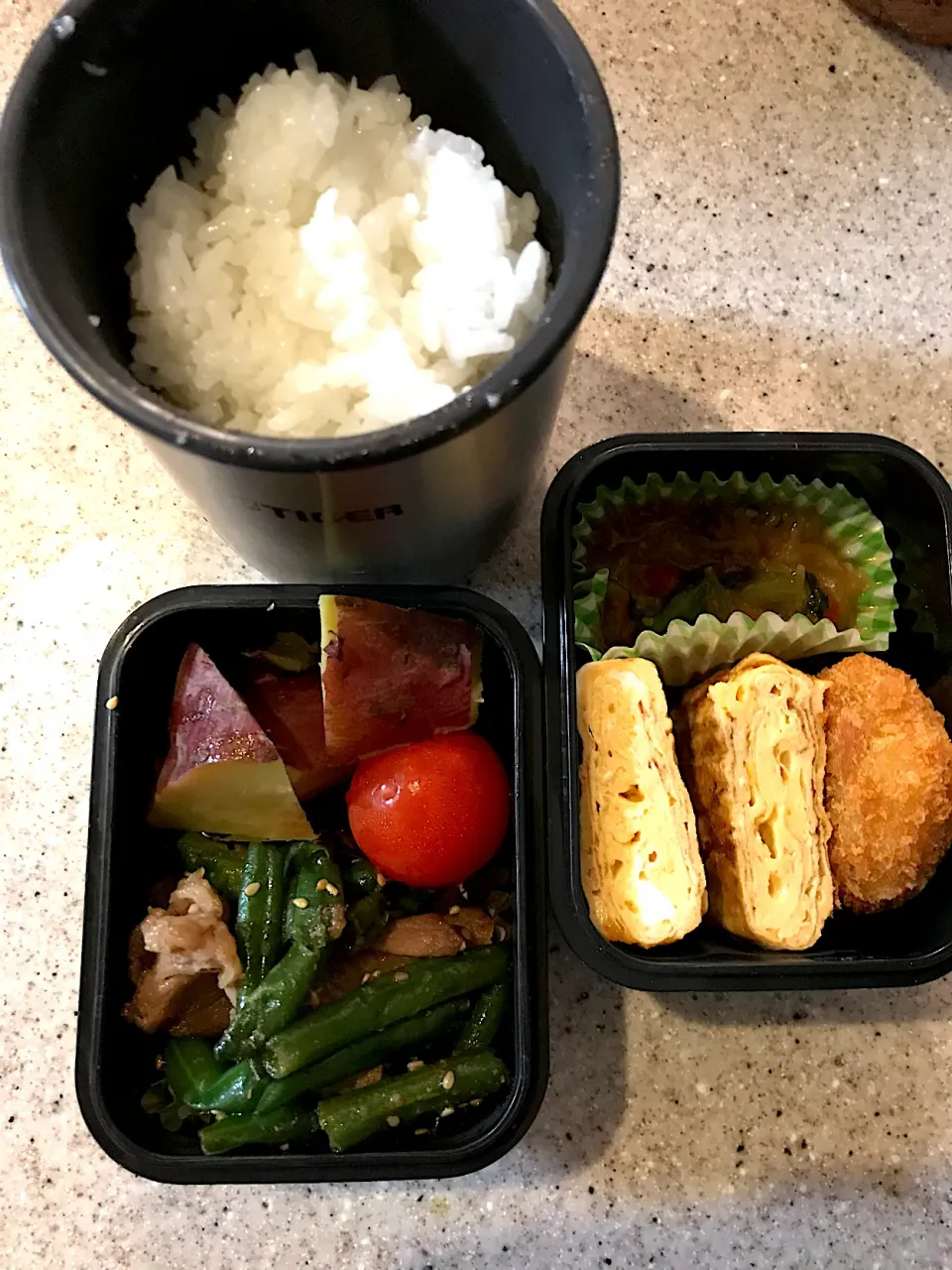 豚肉とインゲンの甘辛炒め弁当🍱|ちっくんさん