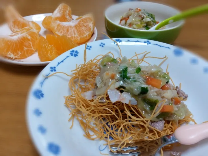 ✽デコポン＆餡掛け堅焼きそば(皿うどん)✽|＊抹茶＊さん