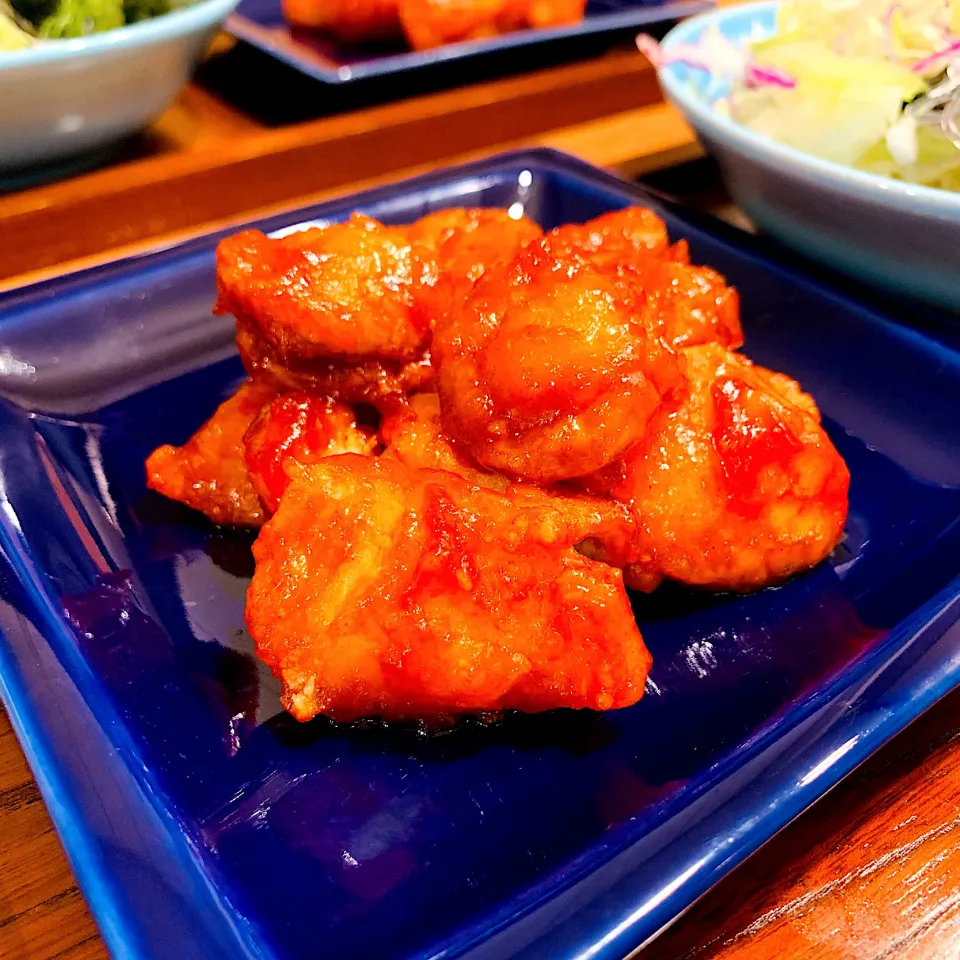 鱈とベビー帆立のヤンニョムチキン風🌶コチュジャンでピリ辛|いちごさん