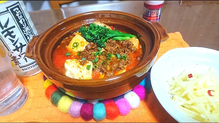 麻婆豆腐😈
  酸辣土豆絲(じゃがいも細ぎり炒め🥔)|びせんさん