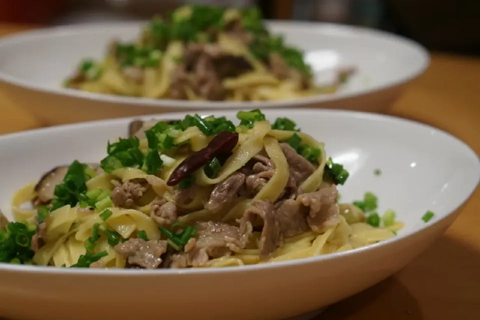 豚肉としいたけの柚子胡椒ペペロンチーノ|こたろーさん