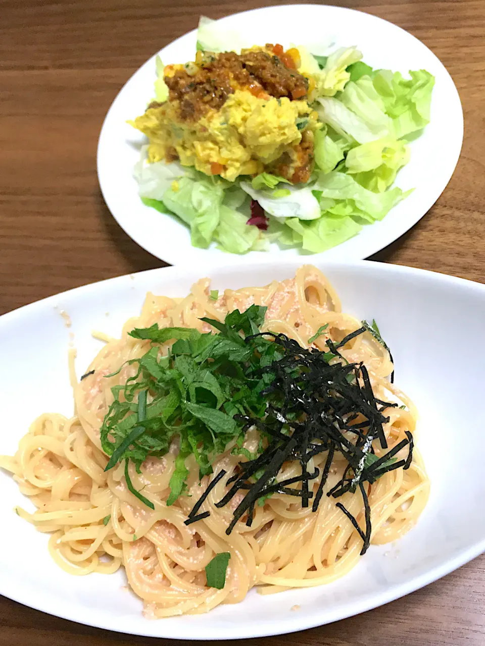 明太パスタ、カレーポテトサラダ|aicooさん