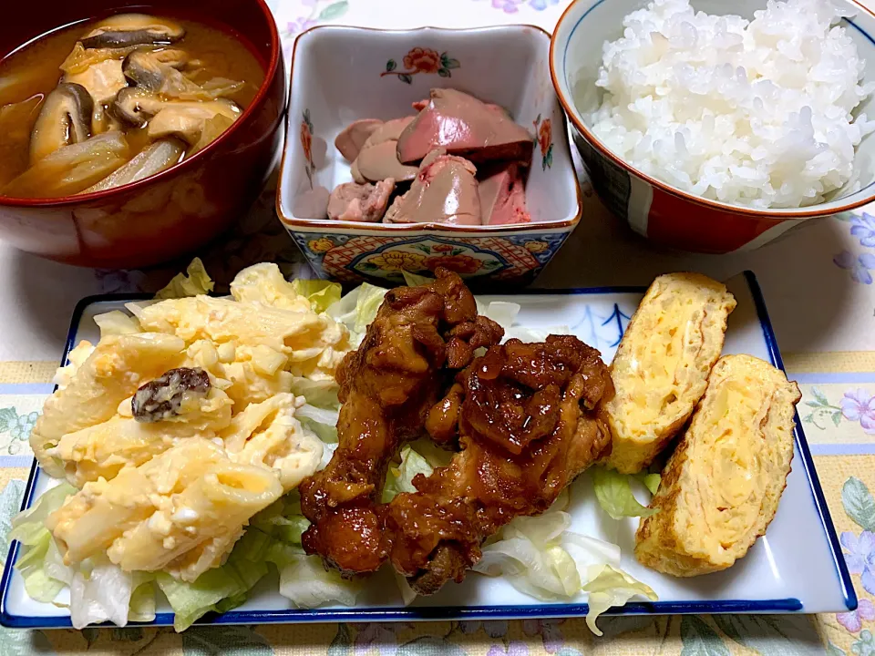 朝ごはん、鶏レバー、手羽元柚子茶煮|Isimura Hidekiさん