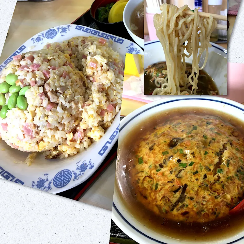 Snapdishの料理写真:天津麺＆炒飯大盛@タカノ(新高円寺)|yoooochanさん