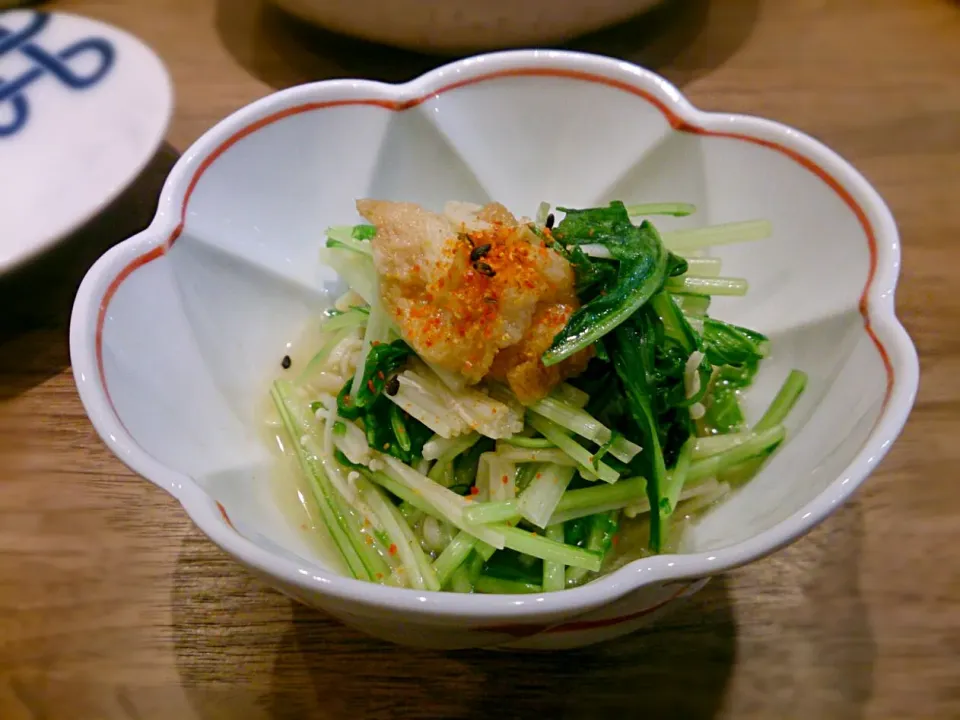 Snapdishの料理写真:水菜とえのき 仙台麩の煮浸し|古尾谷りかこさん