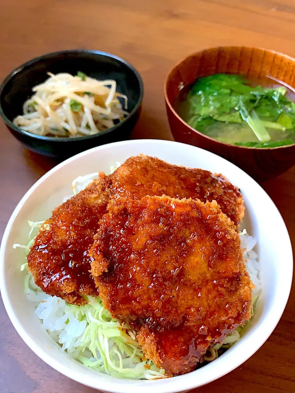 Snapdishの料理写真:ソースカツカツ丼献立|ひーママさん