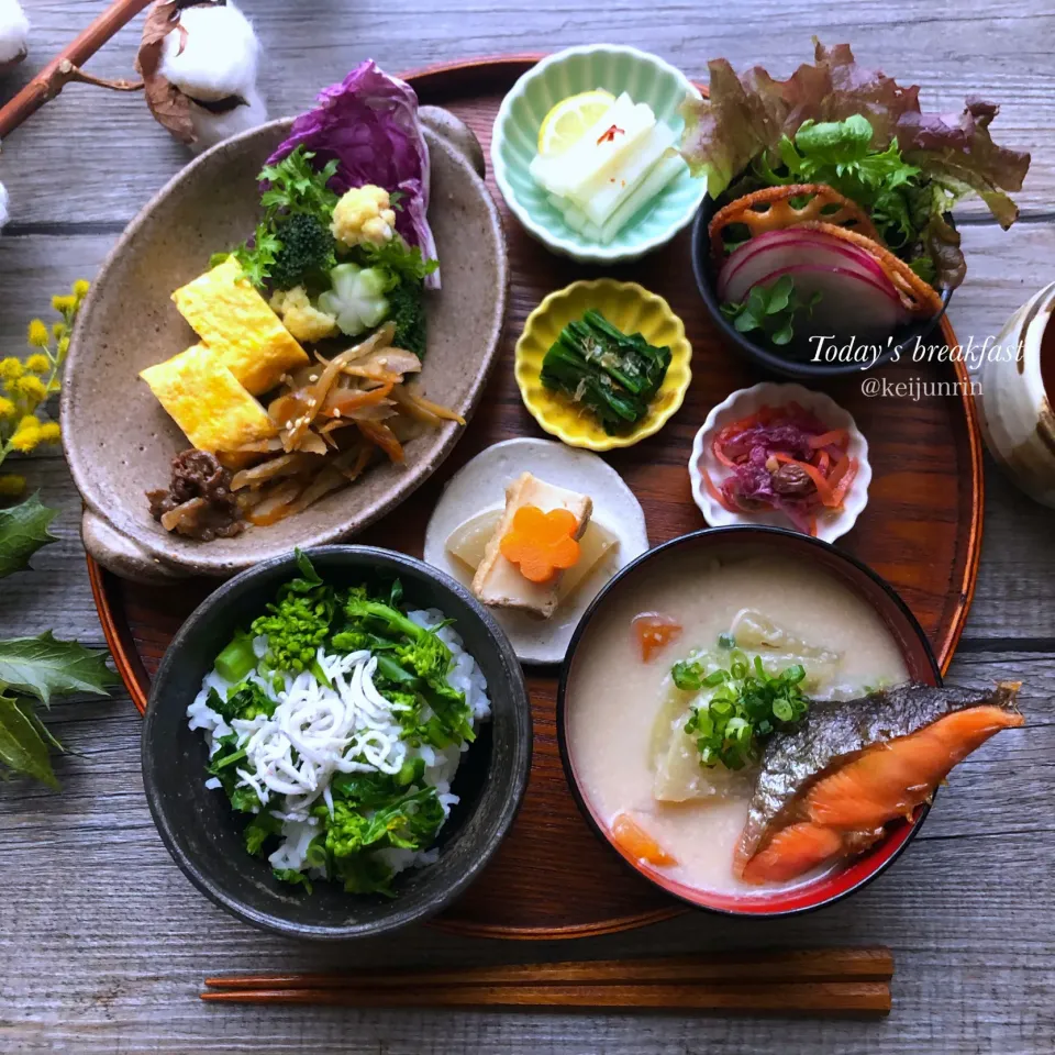 菜の花ごはんで朝ごはん|@keijunrinさん