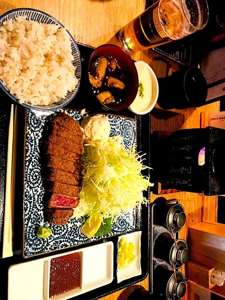 牛カツとろろ麦飯定食|satomiさん