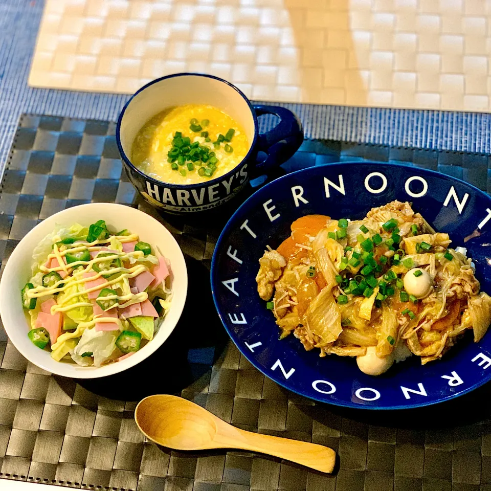 Snapdishの料理写真:中華丼と中華コーンスープ|Yoco⋆︎*さん