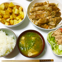 もやし肉巻きの夜ごはん