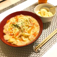 クリームシチュー風うどん|おかゆさん