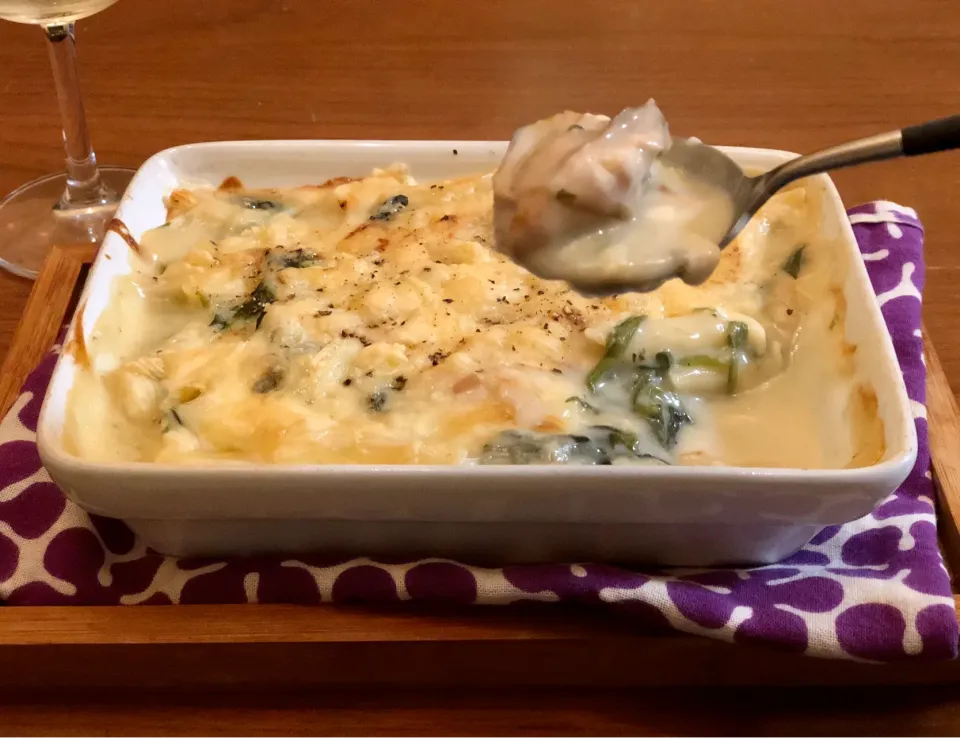 牡蠣とほうれん草のシチューグラタン　　　Oysters and spinach gratin|マユマユさん