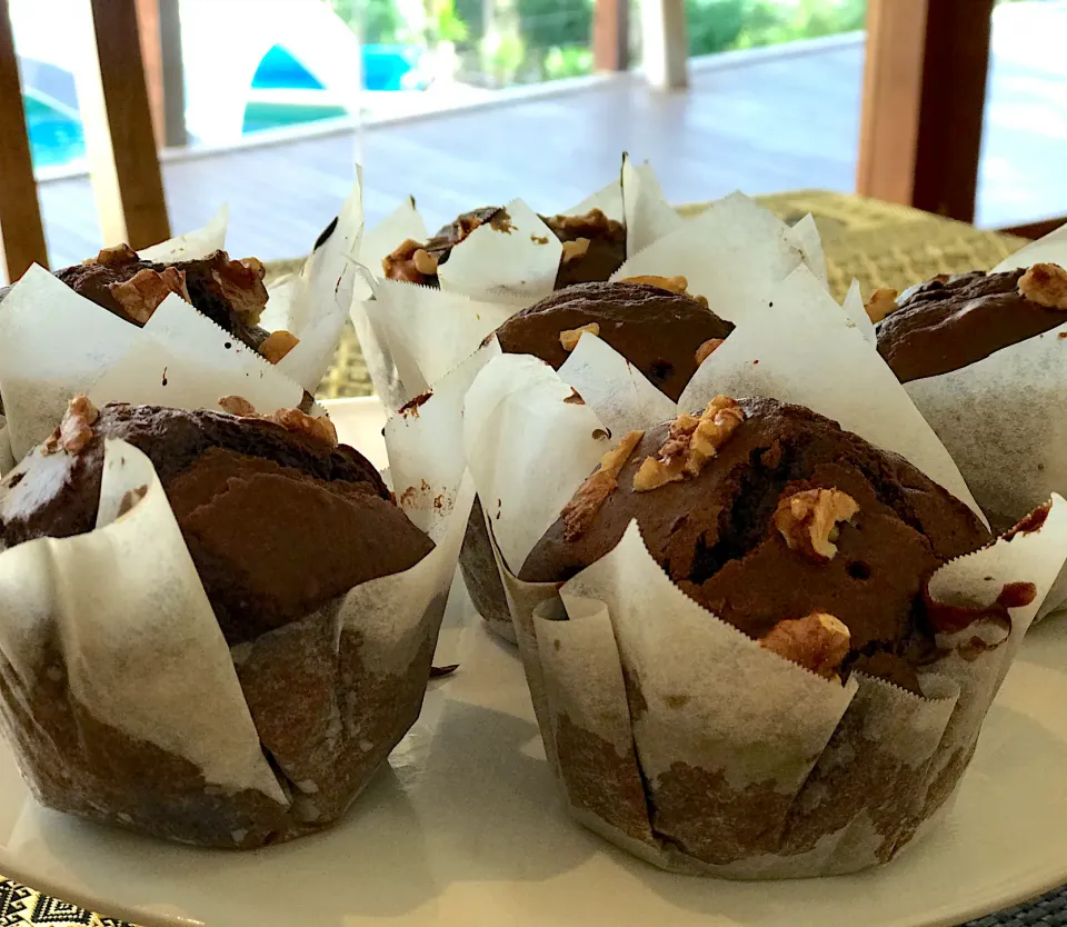 Snapdishの料理写真:Double chocolate muffins with walnuts|Babyluv Cabrera Ocampoさん