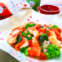 菜の花と海鮮のカルパッチョ風🌸