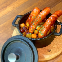 ミックスビーンズandソーセージチリトマト