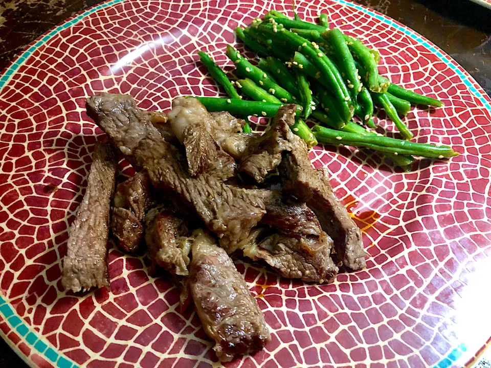 steak and Kidney beans with sesame seeds|AKO magicalさん