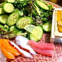 sashimi and salad|AKO magicalさん