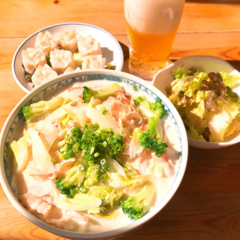 白菜とベーコンの豆乳うどん|Ruotoさん