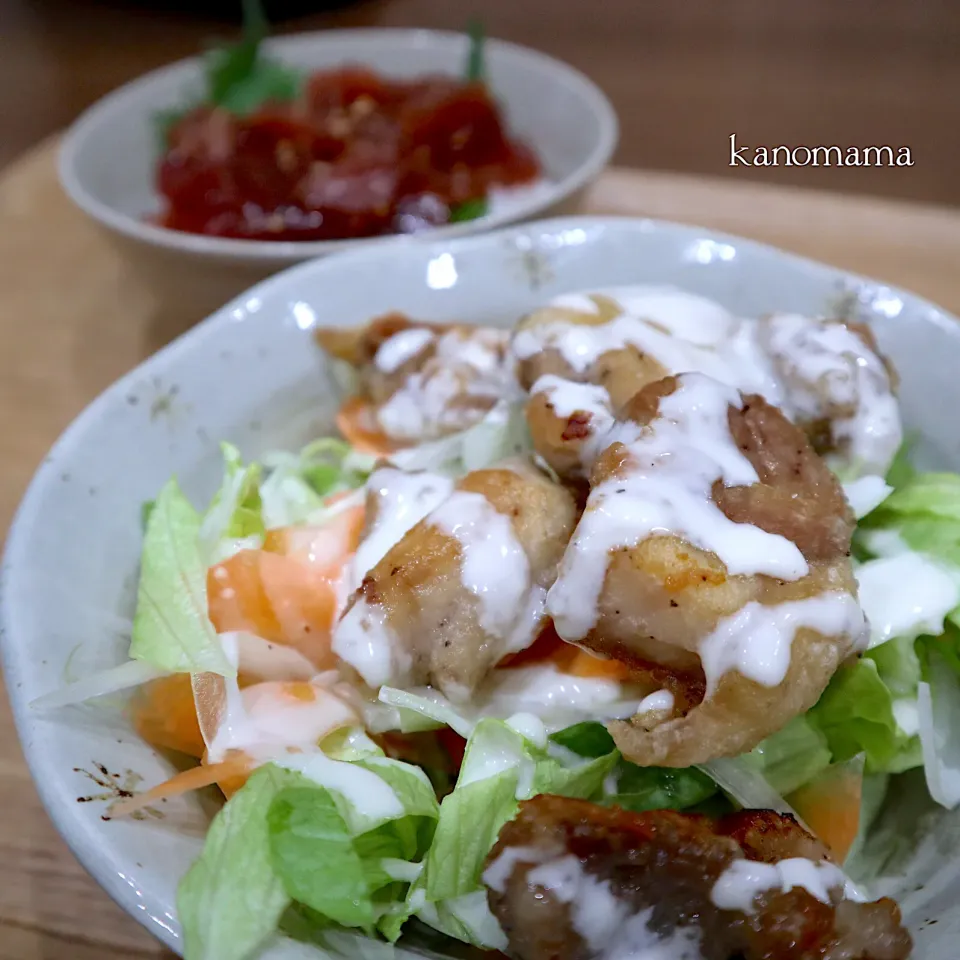 チキンシーザーサラダ♪まぐろ漬け丼〜|ゆきさん