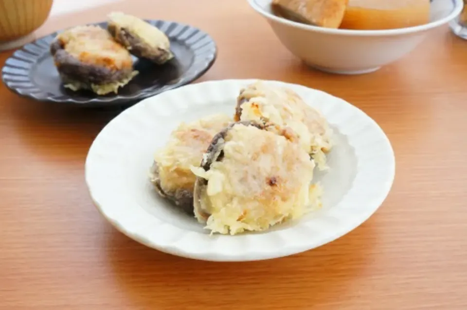 椎茸の肉詰め天|ちいさなしあわせキッチンさん