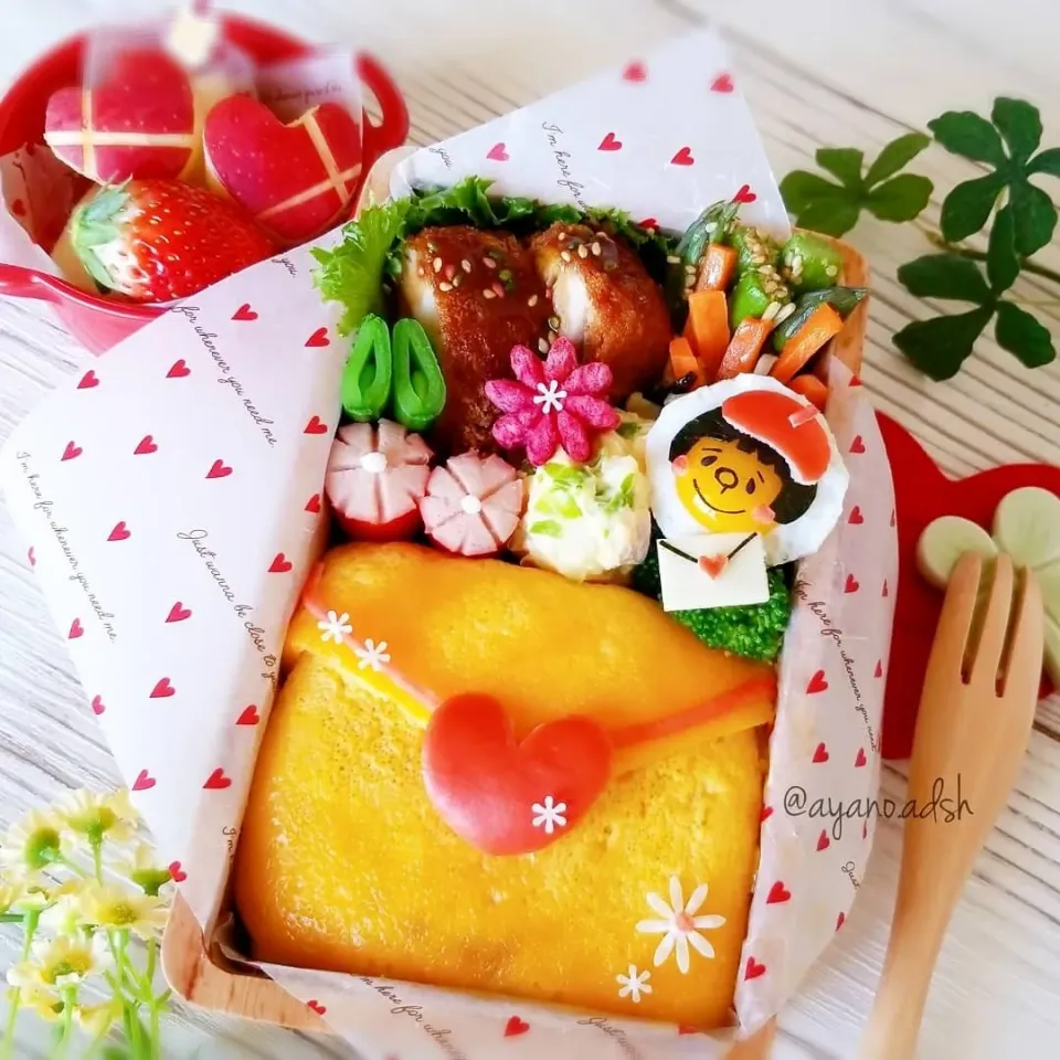 オムライスラブレター💌&ジャイ子♡バレンタイン弁当|ayano.adshさん