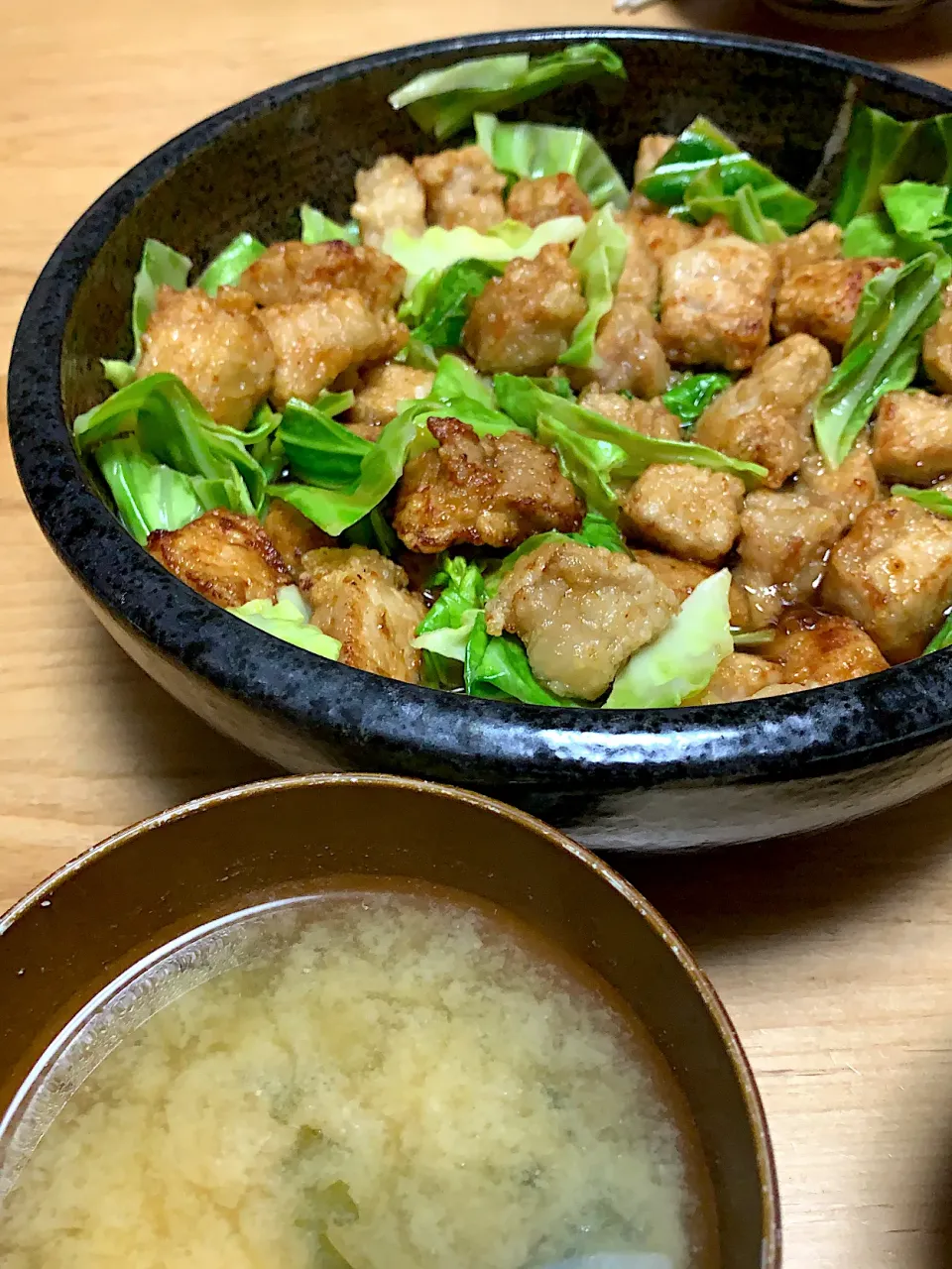 豚ロース南蛮漬け＆豆腐と春菊の味噌汁|ゆうきさん