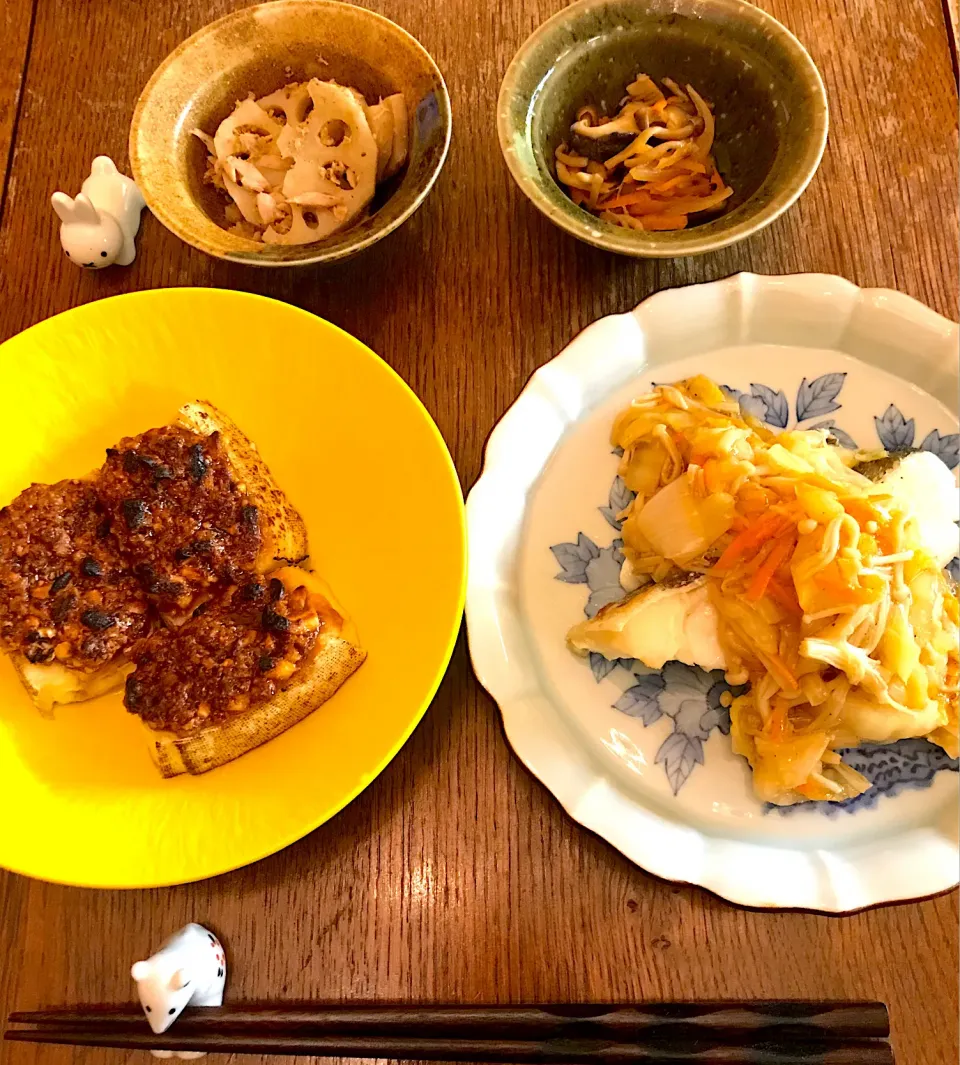 晩ごはん #鱈の野菜あんかけ #豆腐味噌田楽|小松菜さん