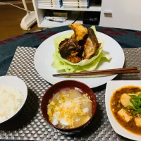 コチの唐揚げ、　麻婆豆腐　、玉子スープ|玉城 尚丈さん