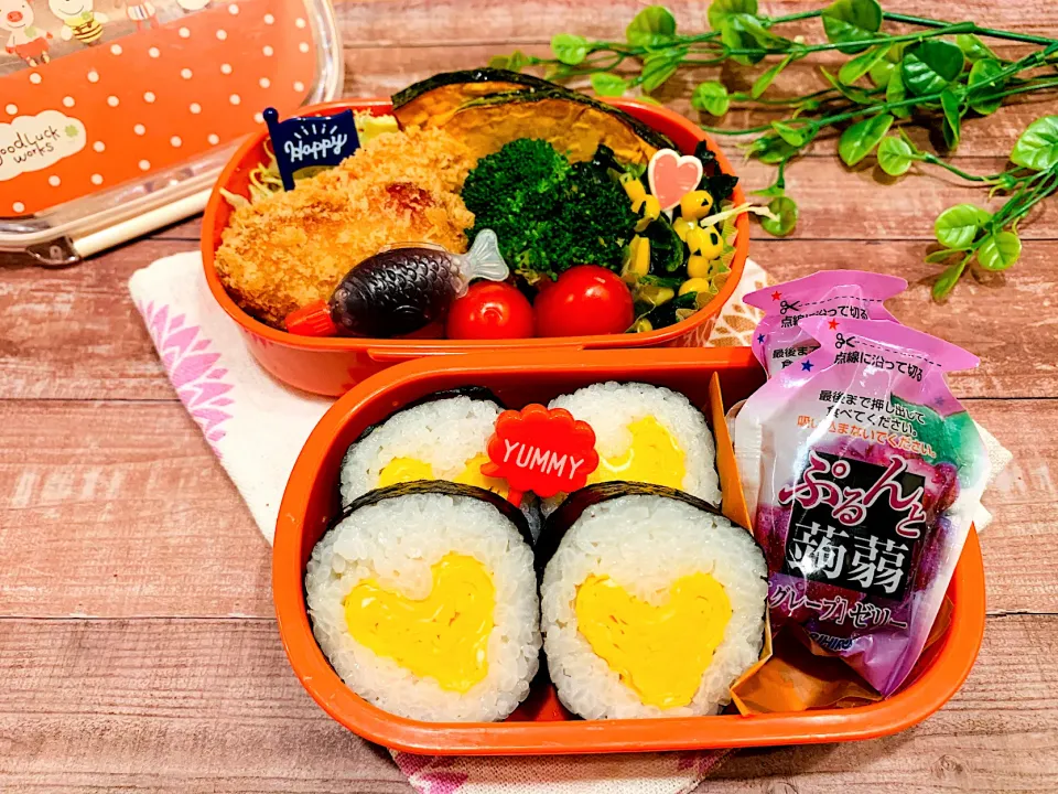 💕happy Valentine’s day!💕JK弁当♡ハート海苔巻き、ベーコンフライ|いちごさん