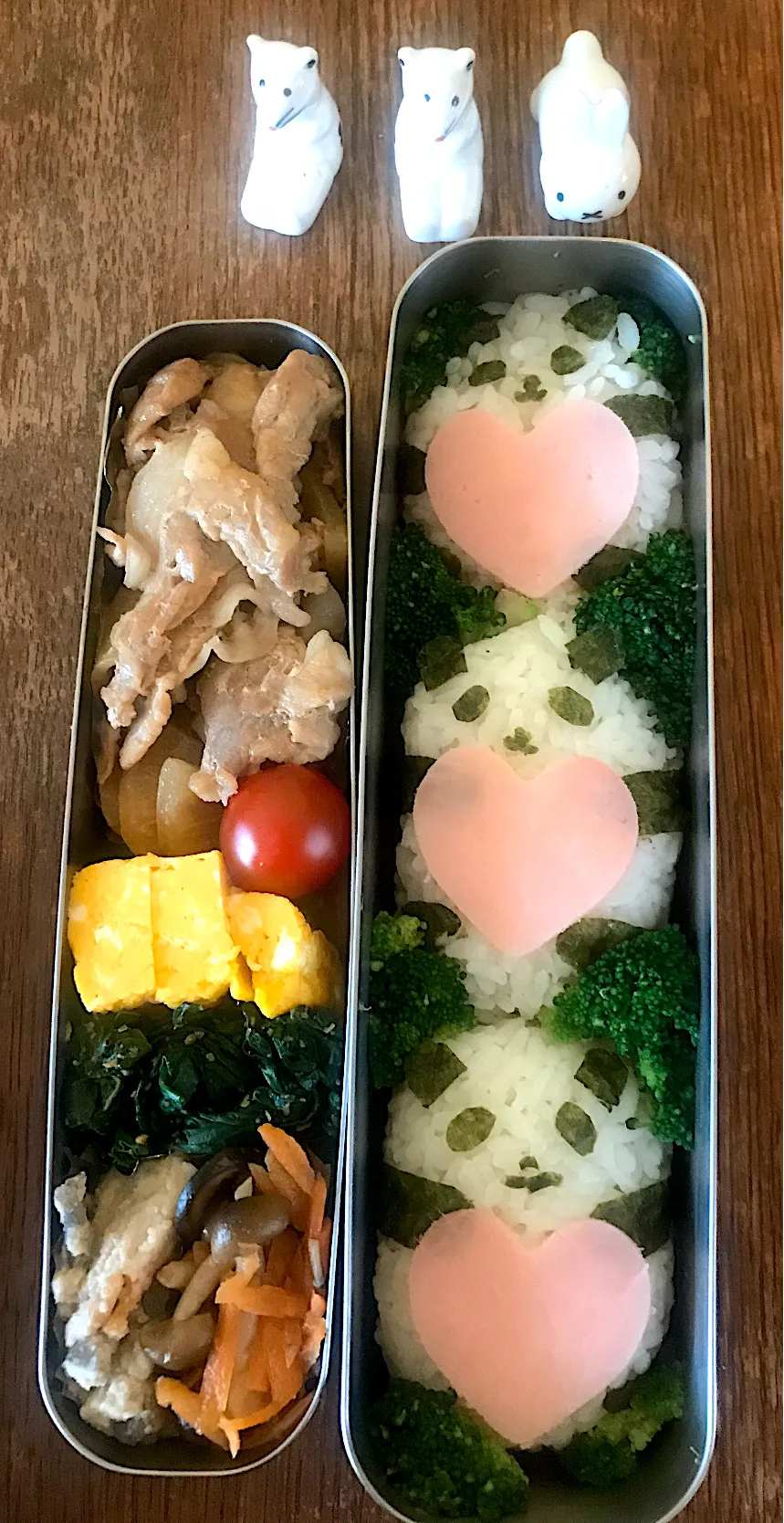 ランチ #サーモス  #お弁当記録  #お弁当  #パンダおにぎり  #バレンタイン弁当  #豚バラ大根|小松菜さん