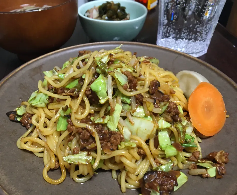 晩ごはん⭐️⭐️⭐️                                          炸醤焼きそば。|ぽんたさん