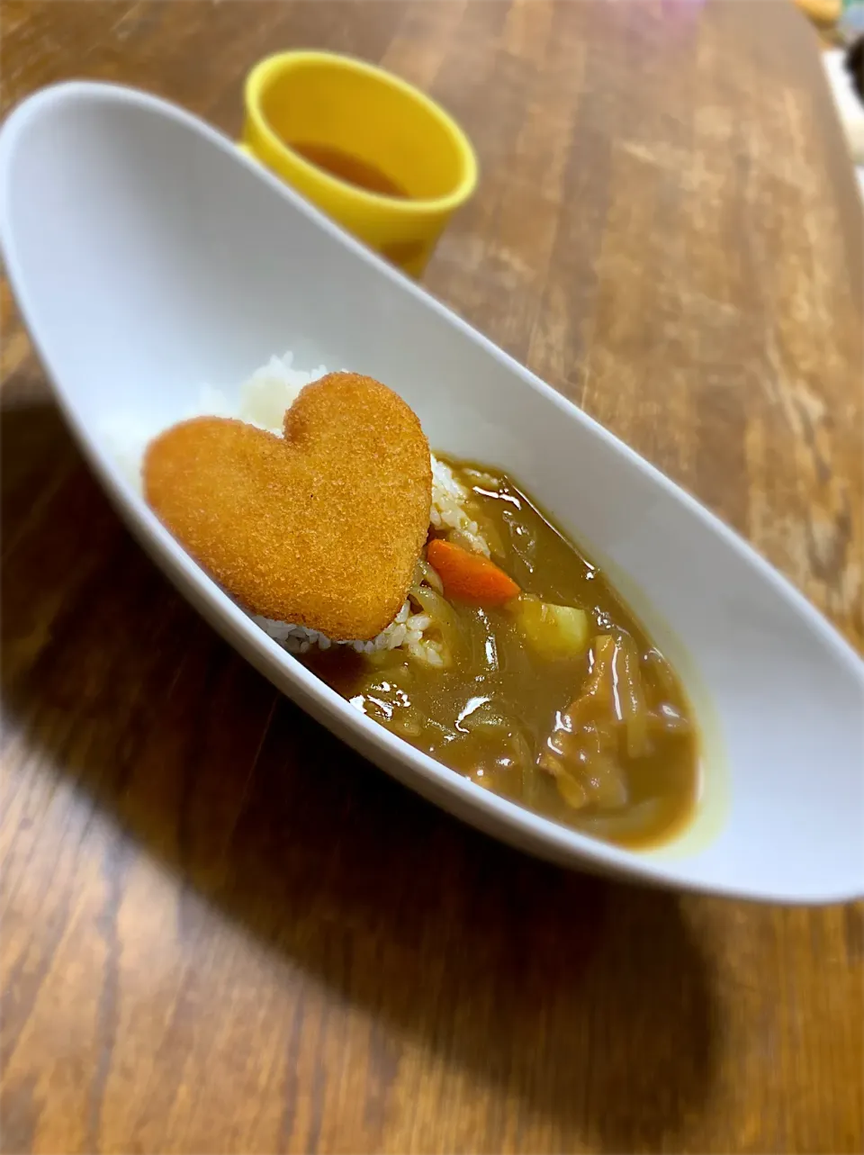 Snapdishの料理写真:ハートコロッケカレー|ちびろ菌さん