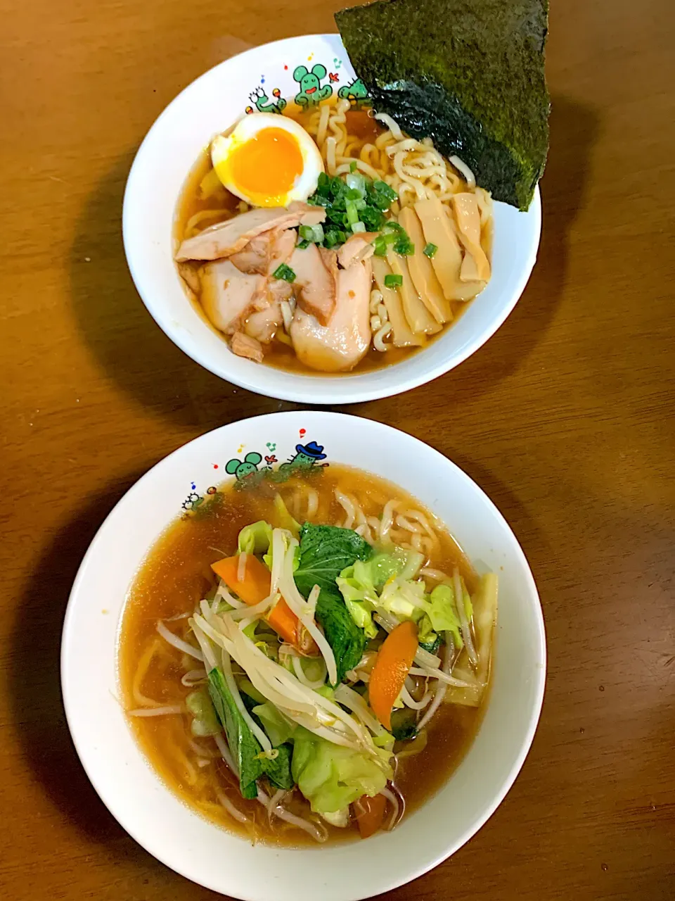 サッパリ醤油ラーメンと野菜たっぷり味噌ラーメンです。|レモンさん