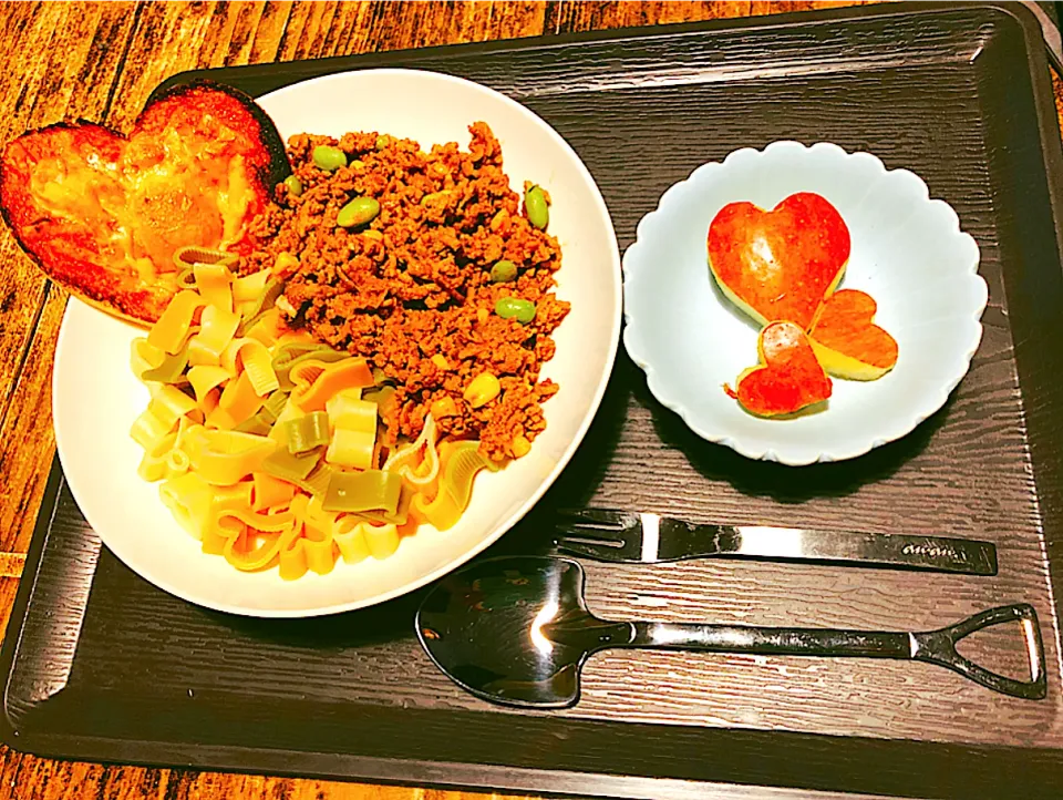 バレンタイン仕様の晩御飯|パンダ母さん🐼さん