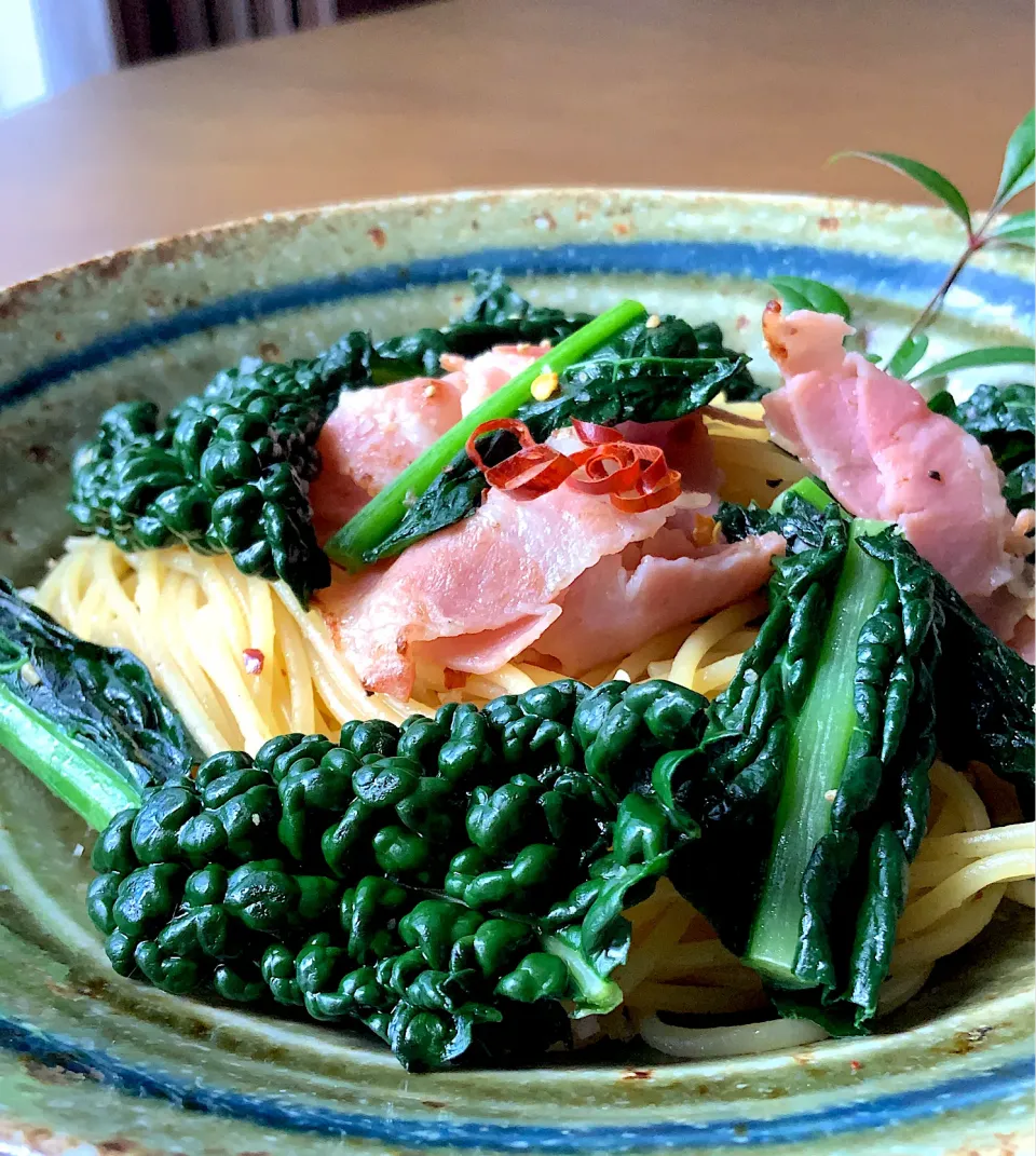 黒キャベツとベーコンのパスタ|9421beruさん