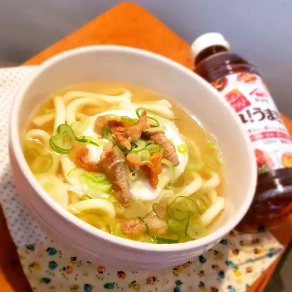 Snapdishの料理写真:これうまつゆdeお手製肉かす煮込みうどん|mi_neneco♪さん