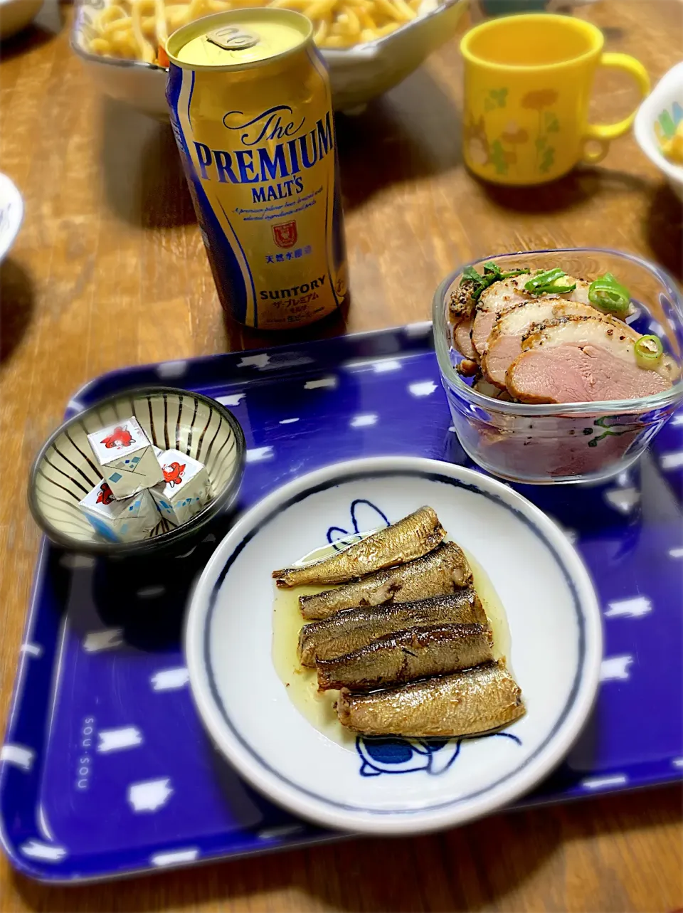 合鴨ロースト・スモークオイルサーディン・キューブチーズ|ちびろ菌さん