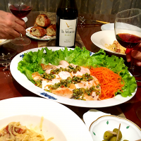 鶏胸肉のコンフィ、カルボナーラ♪