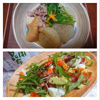 大根の炊いたんと アボトマ玉子サラダ〰️❤️